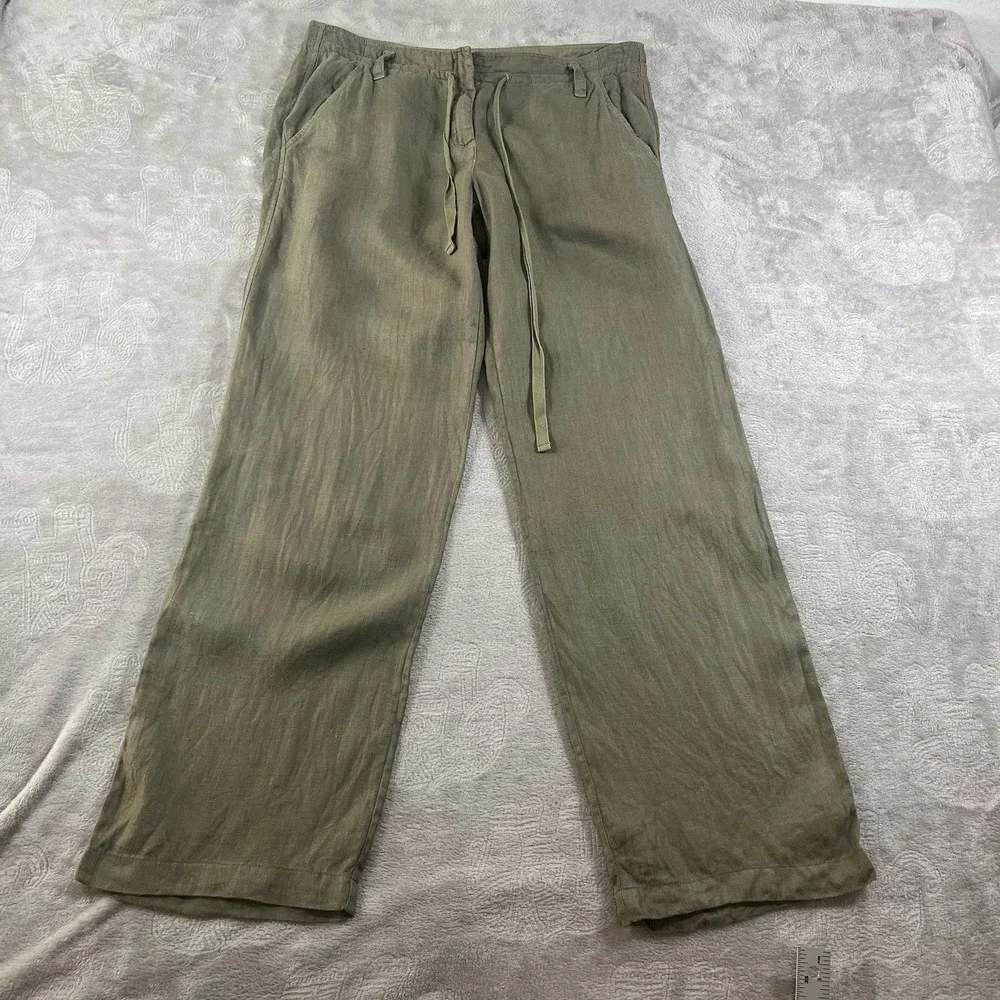 J. Crew Olive Green Wide-Leg Linen Pants